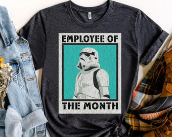 Camiseta retrô engraçada de Star Wars Stormtrooper, funcionário do mês, camiseta unissex de férias do Magic Kingdom, presente de aniversário para a família, camiseta para adultos e crianças.