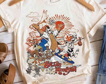 Disney Micky & Freund Brer Kaninchen Bär Fuchs Splash Mountain Retro Shirt, Magic Kingdom Unisex T-Shirt Familie Geburtstagsgeschenk Erwachsenes Kleinkind Tee