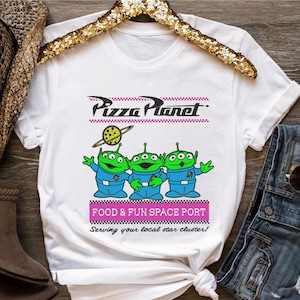 Disney Pixar Toy Story Aliens Pizza Planet Pastel Logo Unisex T-shirt Birthday Shirt Gift For Men Women Kid Hoodie Sweatshirt Toddler Shirt image 1