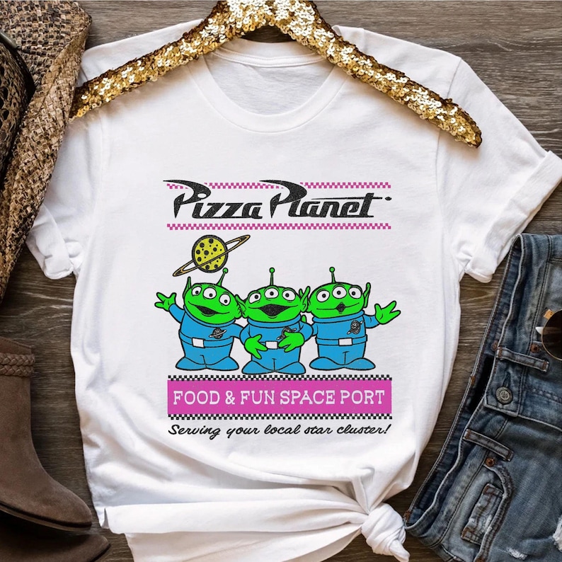 Disney Pixar Toy Story Aliens Pizza Planet Pastel Logo Unisex T-shirt Birthday Shirt Gift For Men Women Kid Hoodie Sweatshirt Toddler Shirt image 1
