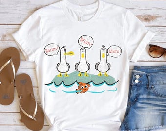 Disney Pixar Lustig Finden Nemo Muttertag Möwen MOM Shirt, Magic Kingdom BTW Unisex T-Shirt Familie Geburtstagsgeschenk Erwachsenes Kind Kleinkind Tee