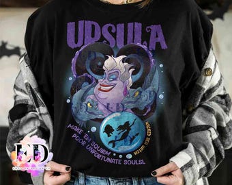 Maglietta retrò Disney Villains Ursula La Sirenetta, maglietta abbinata con citazioni di Ursula Strega del Mare, regalo per la famiglia WDW Magic Kingdom Disneyland