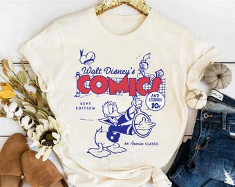 Disney Mickey & Friends Donald Duck Comic Cover Retro Shirt, Magic Kingdom WDW Unisex T-shirt Family Birthday Gift Adult Kid Toddler Tee