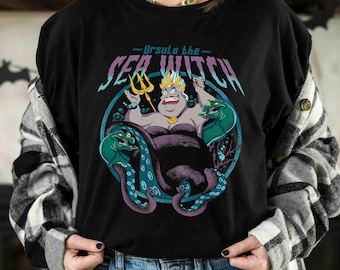 Bösewichte Ursula Die Meerhexe Poster Retro Shirt, Disney Die kleine Meerjungfrau T-Shirt, BTW Magic Kingdom Disneyland Familienurlaub Urlaub Geschenk
