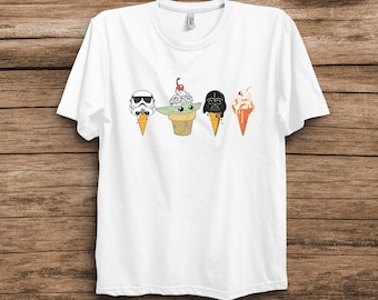 Camiseta unisex de Star Wars con diseño de helado, Baby Yoda, Darth Vader, BB-8 y Stormtrooper, regalo de cumpleaños para hombres, mujeres y niños. Sudadera con capucha para niños pequeños.
