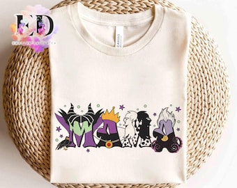 Spersonalizowana koszulka dla mamy z motywem złoczyńców Disneya, koszulka z okazji Dnia Matki z Maleficent Ursulą Cruellą, rodzinna wycieczka do Disneylandu, pomysły na prezent dla mamy
