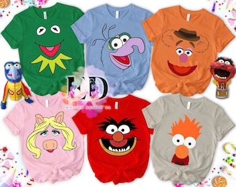 Disney Muppets Show Big Face Costume Halloween Shirt, Gonzo Fozzie Miss Piggy Animal Beaker Kermit Cosplay Tee, Mickey's Not So Scary Gift
