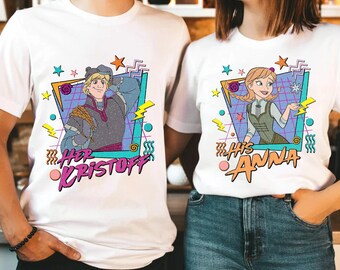 Retro 90er Jahre Gefrorene Seine Anna und Ihr Kristoff T-Shirt, Disney Paare Valentinstag Passendes 2026 T-Shirt, Disneyland Urlaub BTW Reise Geschenk