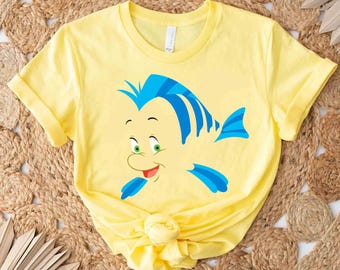 Disney die kleine Meerjungfrau Niedliches Flunder Kostüm Shirt, WWW Magic Kingdom Urlaub Unisex T-Shirt Familie Geburtstagsgeschenk Erwachsenes Kind Kleinkind Tee