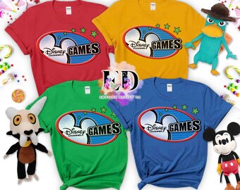 Chemise assortie rétro avec logo jeux Disney Channel, équipe classique, cadeau d'anniversaire de famille voyage Magic Kingdom Disneyland, t-shirt de jeu Mickey Disney