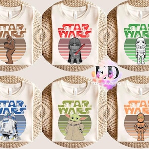 Retro Star Wars Characters Group Matching T-shirt, Walt Disney Disney Galaxy's Edge Trip, Star Wars Day 2025 May The 4th Be With You Tee