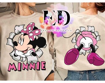Niedliches Minnie Maus Porträt Retro Shirt, Magic Kingdom Disneyland Reise Familienurlaub Geschenk, Disney Micky und Freunde Doof Donald Pluto T-Shirt