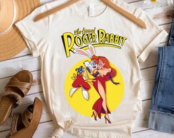 Retro Disney Wer hat Roger Kaninchen Jessica und Roger Shirt, Magic Kingdom BTW Unisex T-Shirt Familie Geburtstagsgeschenk Erwachsenes Kind Kleinkind T-Shirt gerahmt