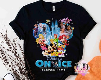 Personalized Disney On Ice Mickey And Friends T-shirt, Disney Family Vacation Trip Gift, Custom Name Disney Princess On Ice Matching Tee