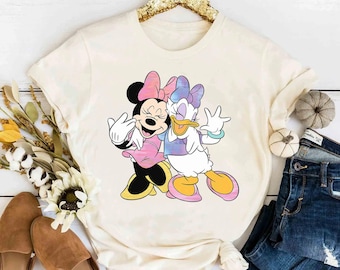 Słodka koszulka Disney Myszka Minnie i Kaczka Daisy z najlepszymi przyjaciółmi, koszulka unisex Magic Kingdom z okazji świąt, prezent urodzinowy dla rodziny, dla dorosłych i małych dzieci
