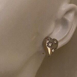 Vintage Brighton Silver-Tone Floral Heart Rhinestone Post Earrings image 3
