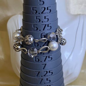 Vintage Brighton Silver Tone Charm Faux Pearls & Crystal Brighton bracelet 90s image 5