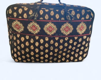 Vintage Vera Bradley Zug Tasche Reise Gequiltet Retired “Classic Black” Muster
