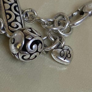 Vintage Brighton Silver Tone Charm Faux Pearls & Crystal Brighton bracelet 90s image 4