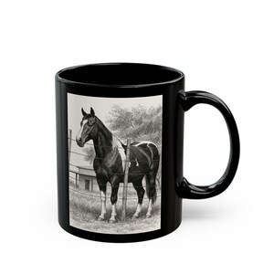 Elegant Horse Portrait Black Coffee Mug - Equestrian Gift