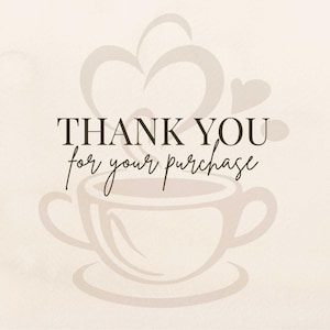 Thank you message slide featuring the text “Thank you for your purchase” in a warm, neutral design style. This image is used as a closing slide in a digital download listing to show appreciation to buyers after purchase. It reinforces a positive shopping experience and adds a professional, branded touch to the Etsy listing presentation.