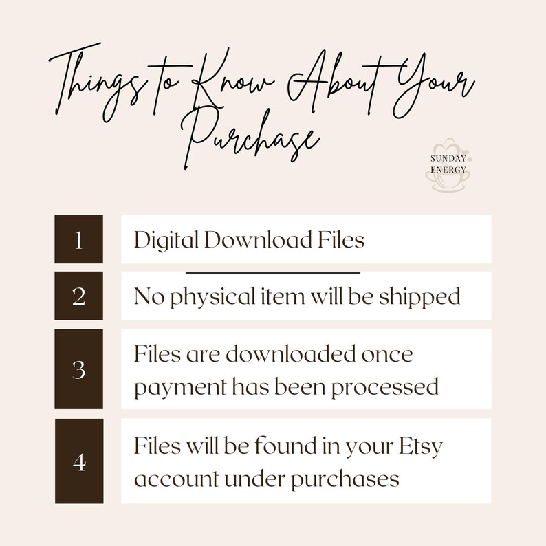 Listing information slide explaining the digital download process for this soccer design file. The graphic states that the purchase includes downloadable PNG and SVG files and that no physical product will be shipped. Files are available in the buyer’s Etsy purchases section after payment is processed. This soccer design can be used for sublimation printing, Cricut cutting machines, apparel designs and sports themed merchandise projects.