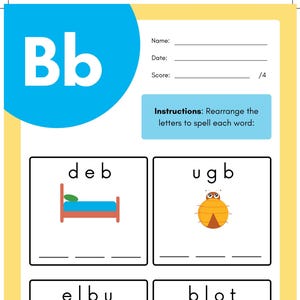 Alphabet Spelling Worksheets for Kids | Preschool & Kindergarten Literacy Printables | ABC Phonics and Writing Practice []26 PAGES]