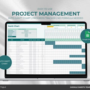 Project Manager Google Sheets Template | Automated Gantt Chart | Simple Task Planner & Progress Tracker