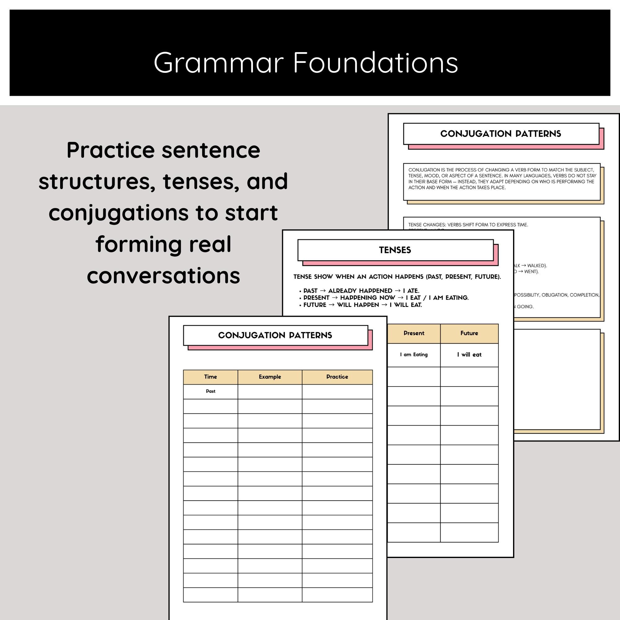 Printable Language Learning Workbook: Vocabulary, Grammar, Cut-outs ...