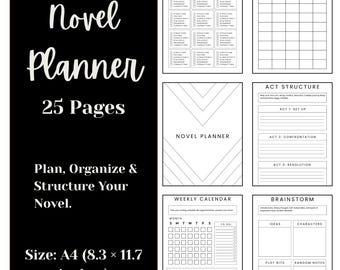 Novel Writing Planner | Printable Author Workbook, Book Plot Outline, Character Sheets & Writing Tracker”
