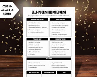 Lista de verificación para la autopublicación / Planificador de lanzamiento de libros para autores independientes (Descarga en PDF)