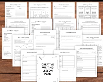 Hojas de trabajo de escritura creativa / Paquete de recursos para el profesor (PDF imprimible)
