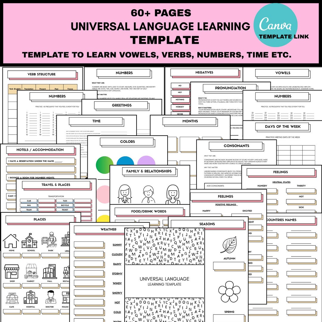 Language Learning Workbook: Alphabet & Vocabulary, Printable PDF - Etsy