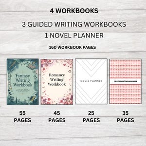 for aspiring authors novel writing prep workbook story brainstorming pages character development for beginners printable writing habit tracker writing inspiration template plot development worksheet guided writing planner for students and creatives writing challenge workbook daily writing prompts printable narrative structure planner self editing