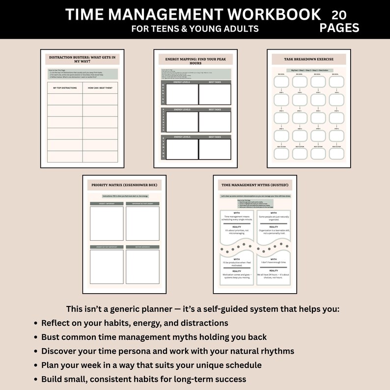 Time Management Workbook: Productivity & Planning Prompts (digital ...