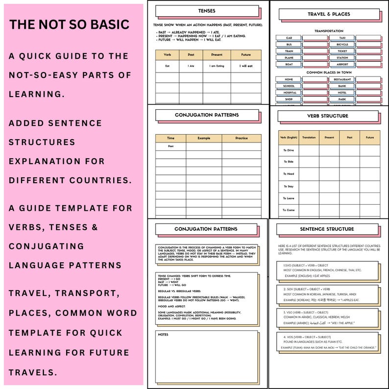 Language Learning Workbook: Alphabet & Vocabulary, Printable PDF - Etsy
