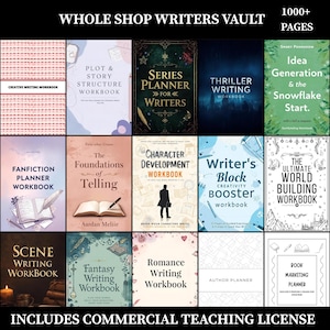 Colección completa de cuadernos de trabajo para escritores / Más de 900 páginas / Cuadernos de trabajo para la escritura de novelas y regalos para autores