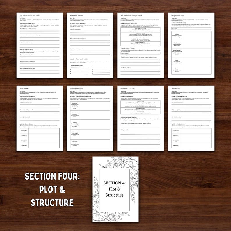 Planificador de escritura creativa para novelas + Cuaderno de ejercicios imagen 7