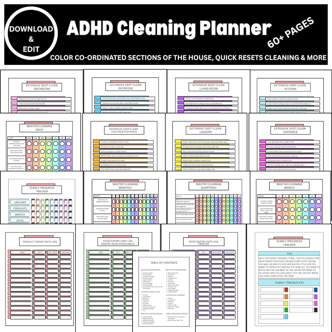 ADHD Cleaning Bundle | Printable Home Cleaning Planner | Digital ...
