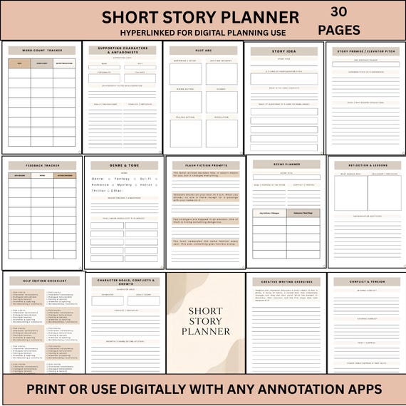 Short Story Planner For Writers (Digital Download)