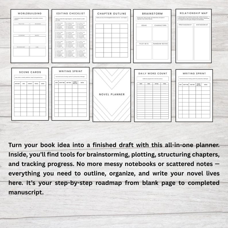 idea generation workbook writing inspiration prompts creativity planner for writers brainstorming sheets for storytelling snowflake method for novel planning structured idea building workbook creative idea mapping pages for authors how to develop story ideas and concepts outline and planning toolkit for writers creative project planner for novelists printable creative thinking exercises story outline template pack creative habit tracker for daily writing inspiration