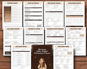 Planificador de autopublicación, cuaderno de trabajo para autores independientes, lista de verificación para el lanzamiento del libro, kit de herramientas de publicación de KDP, PDF imprimible para autores