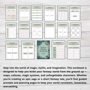 fantasy writing workbook worldbuilding workbook for authors fantasy novel planner printable worldbuilding sheets build your fantasy world magic system creator workbook epic fantasy writing guide fantasy story planner map making templates for writers hero’s journey planner for fantasy authors fantasy series planner character creation for fantasy novel outline template fantasy novel structure myth and lore builder