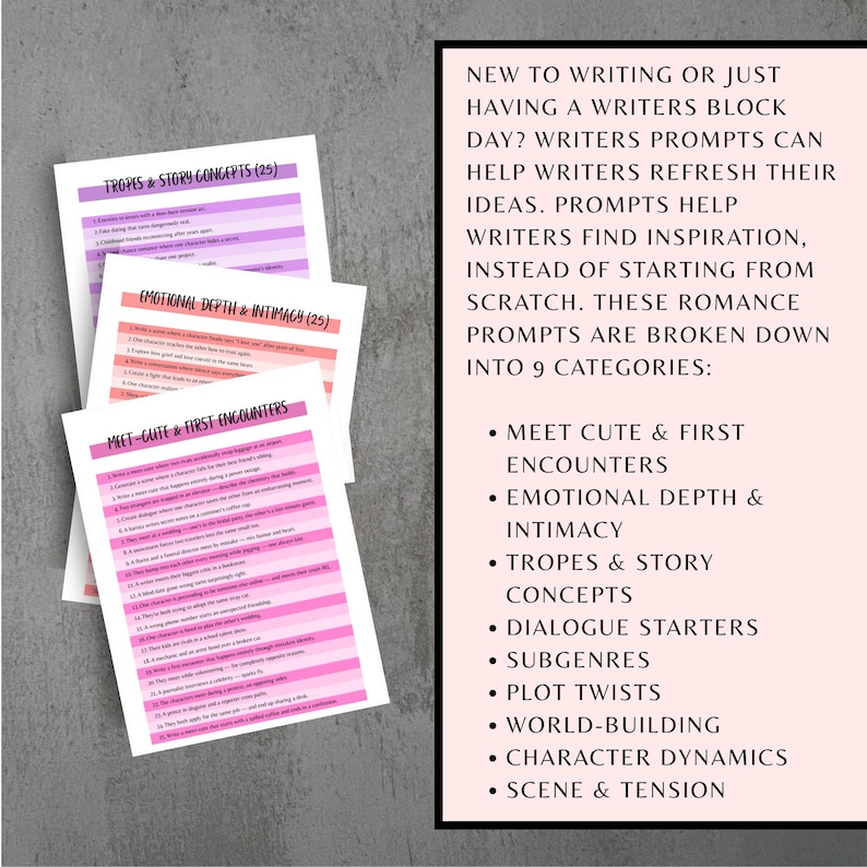 writing prompts for romance writers emotional story ideas love scene inspiration creative storytelling printable romantic dialogue builder printable story development kit character chemistry builder romance outline guide printable writing motivation planner author printable tools for writers romance plot ideas story spark generator writing ideas for authors novel scene planner printable story inspiration sheets
