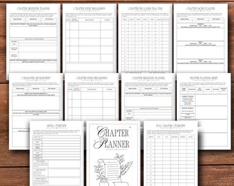 Planificador de capítulos imprimible, cuaderno de trabajo para esquemas de capítulos de novelas, hojas de trabajo de escritura de ficción para autores, PDF A4