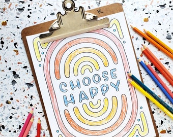 Colorful Optimism Coloring Pages | Gratitude Coloring Pages | Downloadable Coloring Pages