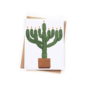 Chanukka-Kaktus-Menora-Karte | Moderne Chanukkiah Jejuda Karte Kaktus Chanukkiah Aquarell Illustration Chanukka Karte