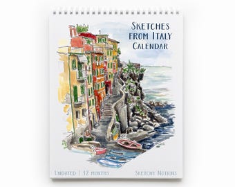 PRE-ORDER Sketches from Italy Undated Wall Calendar  | Watercolor Illustration