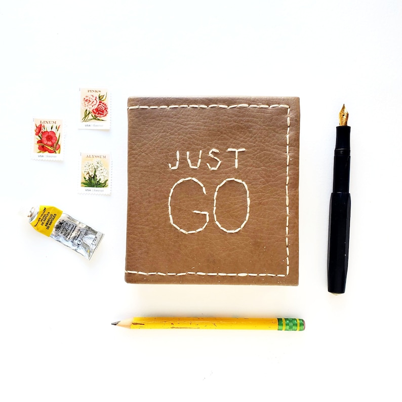 Deals Just Go Contemporary Embroidery Travel Sketchbook No. 16 | Handbound One-of-a-kind, Mixed Paper Sketchbook Tan Journal