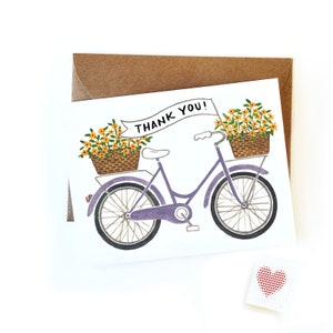 Merci Bannière Carte vélo | Carte de vélo aquarelle | Carte de remerciement simple